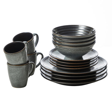 16 Piece Black Knox Stoneware Dinner Set